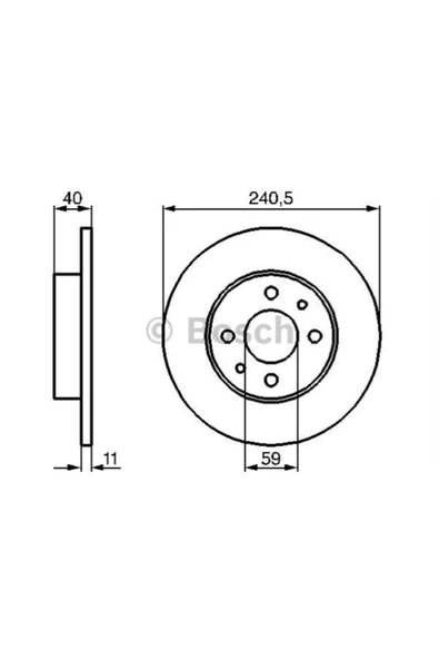 Bosch Fren Diski On Duz 240.5 Mm - ( Fiat : Tempra Tipo Doğan Slx 2000 ) - Bos-0986478342 ürün görseli 1