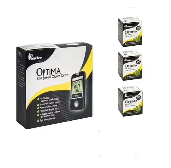 Optima Seker Ölcüm Cihazı + 50'li 3 Paket Ölcüm Çubuğu ürün görseli 1