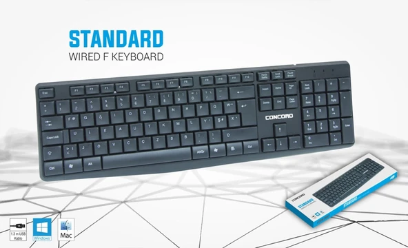 Concord C-72 USB Standart Kablolu F Klavye ürün görseli 1