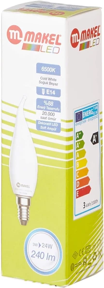Makel 3 W E14 Buji Tip 6500 K Beyaz Işık Led Ampul ürün görseli 1