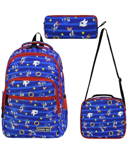SONIC 3 LÜ SET OKUL ÇANTASI İLK OKUL BESLENMELİ ERKEK ürün görseli 1