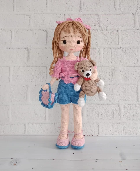 Irmak Bebek ve Ayıcık Amigurumi Organik Oyuncak ürün görseli 1