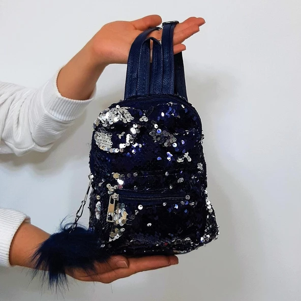 Fiyra crn Lacivert Pullu Kız Çocuk Sırt Çantası (16cmx20cmx10cm) ürün görseli 1