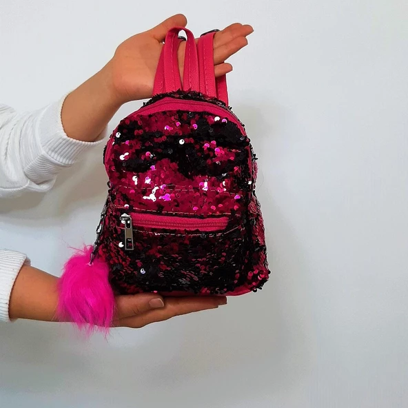 Fiyra crn Fuşya Pullu Kız Çocuk Sırt Çantası (16cmx20cmx10cm) ürün görseli 1