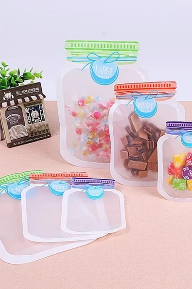 3'lü Kilitli Poşet - Küçük, Orta ve Büyük Boy Plastik Saklama Kabı Seti ürün görseli 1