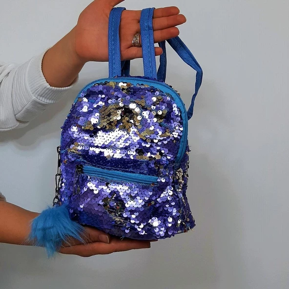 Fiyra crn Bebe Mavi Pullu Kız Çocuk Sırt Çantası (16cmx20cmx10cm) ürün görseli 1