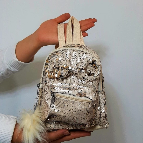 Fiyra crn Krem Pullu Kız Çocuk Sırt Çantası (16cmx20cmx10cm) ürün görseli 1