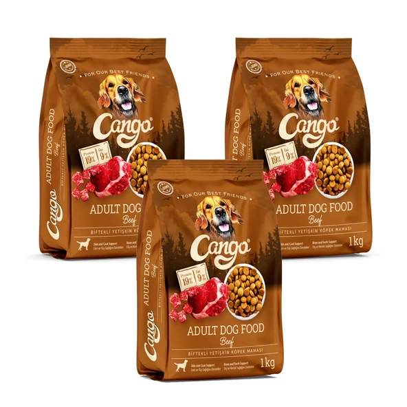 Cango Yetişkin Köpek Maması Etli (BİFTEKLİ) 1kg x 3 Adet ürün görseli 1