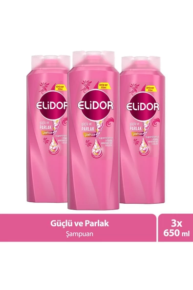 Elidor Superblend Saç Bakım Şampuanı Güçlü Ve Parlak E Vitamini Makademya Yağı Kolajen 650 ml X3 ürün görseli 1