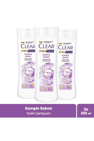 Clear Women Kepeğe Karşı Etkili Şampuan Komple Bakım 350 Ml X3 ürün görseli 1