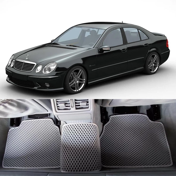 Bod Mercedes E Serisi W210-W211 3D Havuzlu Paspas 1996-2009 Gri ürün görseli 1