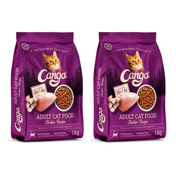 Cango Yetişkin Kedi Maması Tavuk Etli 1 kg 2 li ürün görseli 1