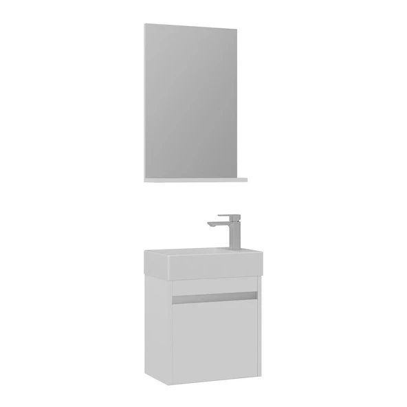 Orka Yedisu 45 cm Parlak Beyaz Mini Banyo Dolabı Takımı ürün görseli 1