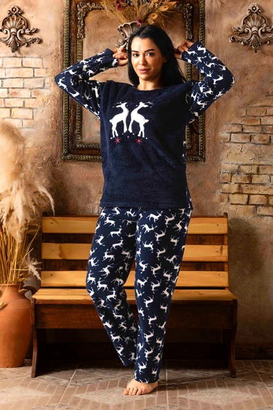 Nisanca Büyük Beden Kadın Polar Peluş Pijama Takımı ürün görseli 1