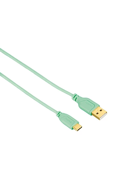 Hama 135786 USB-C Fiş – USB-A Fiş Flexi 0.75m USB Kablo - Green ürün görseli 1