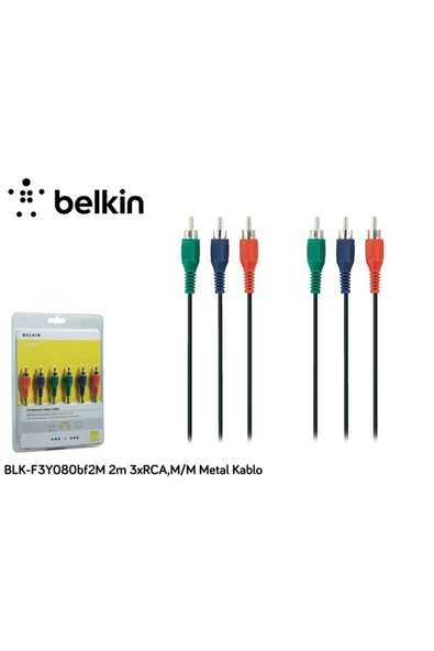 Belkin 2m 3xRCA,M/M Video Kablosu Metal f3y080bf2m ürün görseli 1