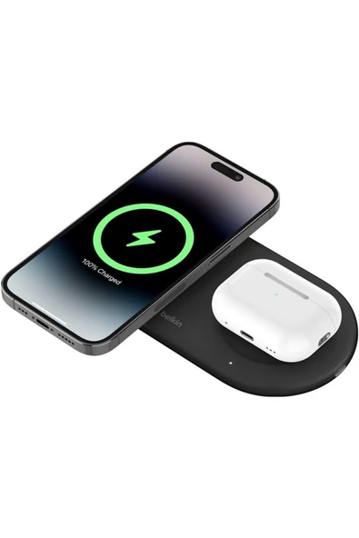 Belkin BoostCharge Pro 2'si 1 arada MageSafe Kablosuz Şarj İstasyonu - ?WIZ021vfBK ürün görseli 1