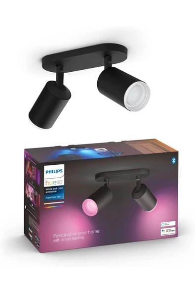 Philips Hue WCA Fugato 2 Adet 5.7 W Renkli Akıllı İkili Led Spot Lamba, Siyah ürün görseli 1