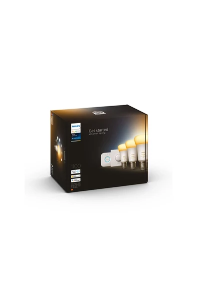 Philips   HueWA 8-75W Beyaz Ambiyans Akıllı Başlangıç Seti 3'lü Akıllı Buttonlu E27 ürün görseli 1