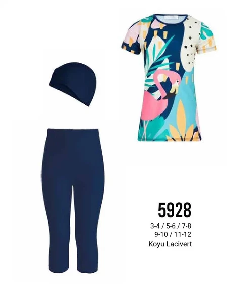 Adasea 5928 Rylee Çocuk Kısa Kol Tesettür Mayo ürün görseli 1