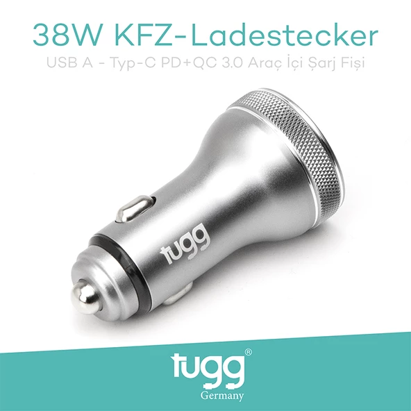 Tugg Germany Orjinal Hızlı Araç Şarj Başlık 38W USB-Type-C Girişli 104500 KFZ ürün görseli 1