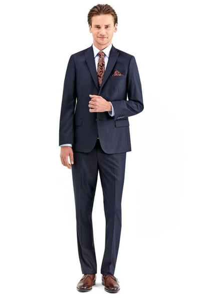 Lacivert Kırlangıç Yaka 6 Drop Slim Fit Tam Astar Takım Elbise 1001225011 ürün görseli 1