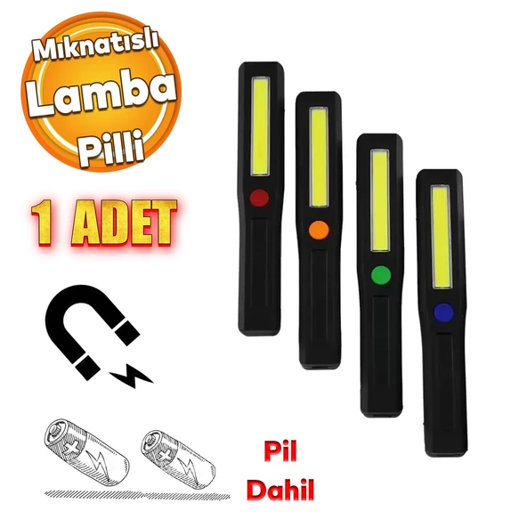 Pilli El Feneri Kamp Lambası Mıknatıslı Renkli Işıldak Açılı Led Fener Oto Tamir Lambası 1 Adet ürün görseli 1