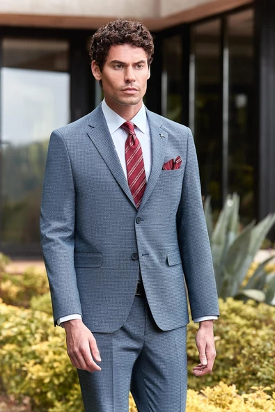 Lacivert Mono Yaka 6 Drop Slim Fit Tam Astar Esnek Takım Elbise 1001240174 ürün görseli 1