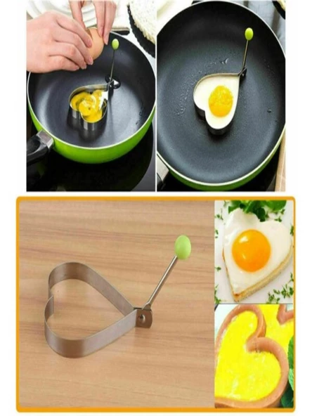 Metalik Kalp Şeklinde Metal Omlet Yumurta ve Krep Kalıpları ürün görseli 1