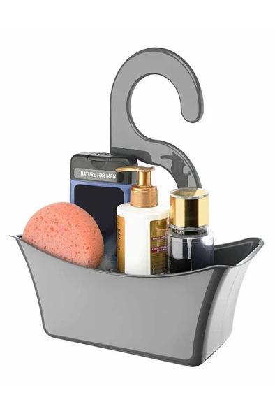 Plastik Askı Duş Sabunluk Lif Kabı Banyo Sepeti Düzenleyici Organizer Gri ürün görseli 1