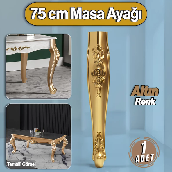 Rosa Masa Dresuar Ayağı 75 cm Plastik Gold Altın Ayak Mutfak Yemek Masası Mobilya Ayakları ürün görseli 1
