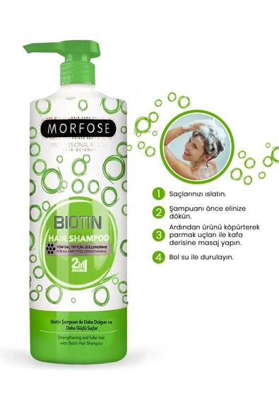 Morfose 2 in 1 Biotin Içeren Saç Şampuanı 1000 ml ürün görseli 1