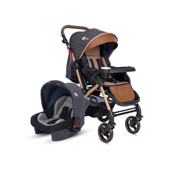 4 Baby Active Plus Gold Travel Sistem Bebek Arabası Antrasit ürün görseli 1