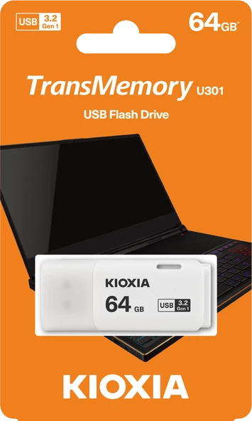 64GB USB3.2 GEN1 KIOXIA BEYAZ USB BELLEK LU301W064GG4 ürün görseli 1