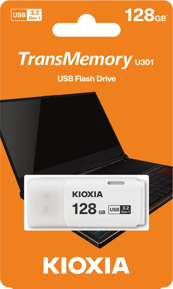 128GB USB3.2 GEN1 KIOXIA BEYAZ USB BELLEK LU301W128GG4 ürün görseli 1