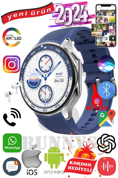 Bunnys Reeder P13 Blue Max Pro Lite 2022 Uyumlu Akıllı Saat Konuşma Özellikli Metal Kordon Hediyeli ürün görseli 1