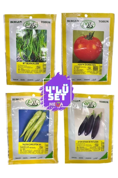 Bursa Tohumculuk    4'LÜ BURSA TOHUM SETİ (TATLI KIL BİBER-H2274 DOMATES-YALOVA ÇARLİSTON BİBER-AYDIN PATLİCAN ) 10 GR. ürün görseli 1