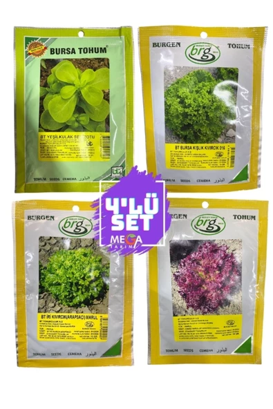 Bursa Tohumculuk    4'LÜ TOHUM SETİ ( SEMİZOTU-KIŞLIK KIVIRCIK-ARAPSAÇI MARUL -KIRMIZI MARUL ) 10 GR PAKETLER ürün görseli 1