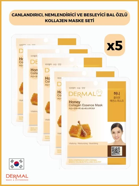 Dermal Canlandırıcı, Nemlendirici Ve Besleyici Bal Özlü Kollajen Maske 23 Gr 5 Adet ürün görseli 1