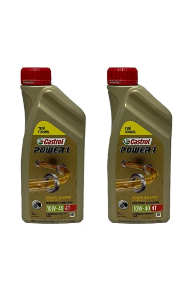 CASTROL Power1 10W-40 4T Motosiklet, 4 Zamanlı Motor Yağı 1 Lt. 2 Adet 2026 ÜRETİM ürün görseli 1