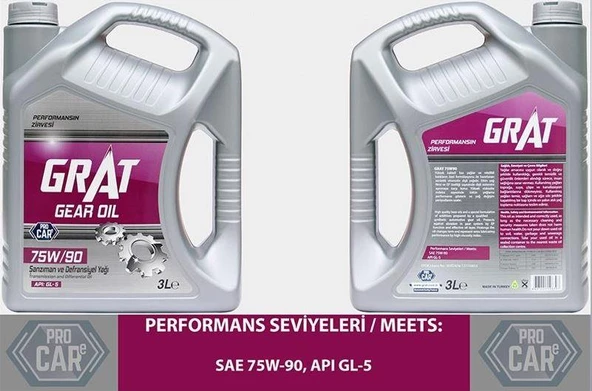 GRAT ŞANZIMAN YAĞI GL-5 75W-90 API 3LT ÜRETİM : 2024 - Resim 2