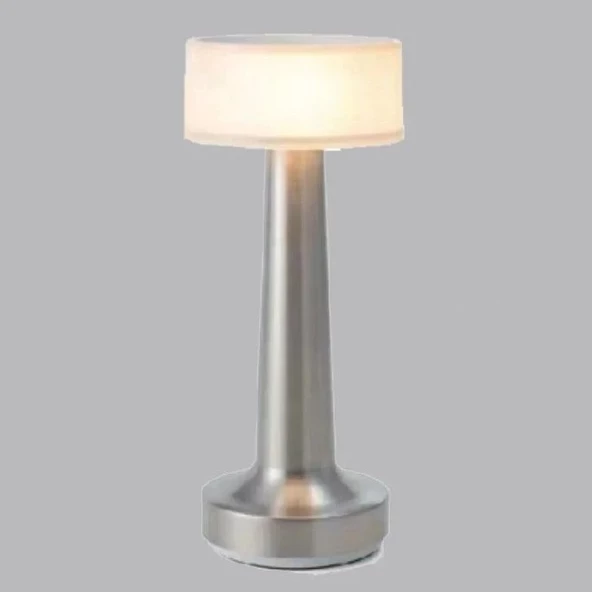 K2 GLOBAL KML103 3 Fonksiyonlu Şarjlı ve Dimli Krom LED Masa Lambası Beyaz + Ilık Beyaz + Gün Işığı ürün görseli 1