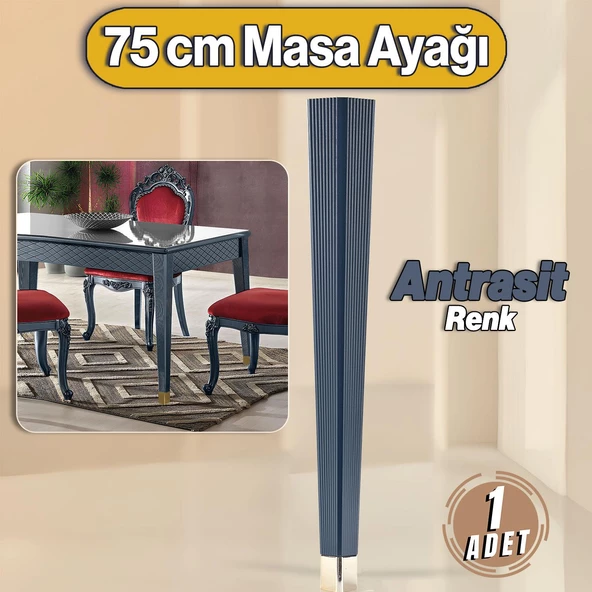Elit Masa Dresuar Ayağı 75 cm Plastik Antrasit Gri Ayak Mutfak Yemek Masası Mobilya Ayakları ürün görseli 1