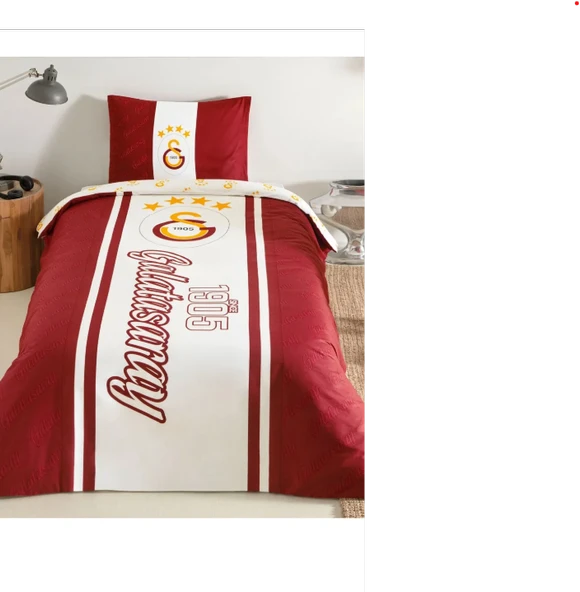 Taç Galatasaray 1905 Glow Tek Kişilik 120X200 Lastikli Çarşaflı Nevresim Takımı ürün görseli 1