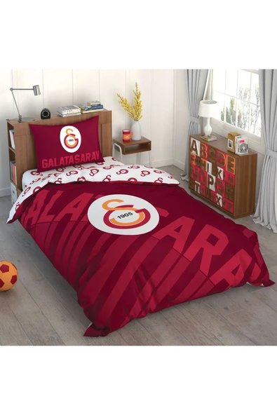 Taç Galatasaray Kırmızı Logo Tek Kişilik Lisanslı Nevresim Takımı ürün görseli 1