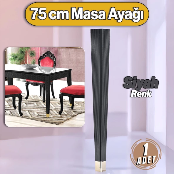 Elit Masa Dresuar Ayağı 75 cm Plastik Siyah Ayak Mutfak Yemek Masası Mobilya Ayakları ürün görseli 1