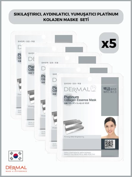 Dermal Sıkılaştırıcı, Aydınlatıcı, Yumuşatıcı Platinum Kollajen Maske 23 Gr 5 Adet ürün görseli 1