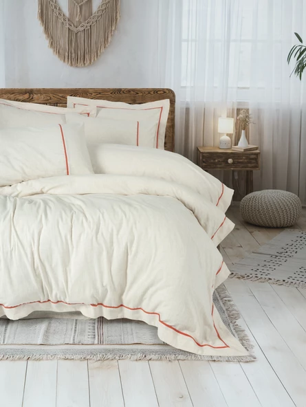 Cotton Box Inborn Çift Kişilik Nevresim Takımı Banded Turuncu ürün görseli 1