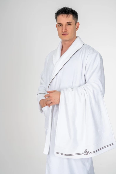 Cotton Box Classic Bornoz Seti Güher Beyaz Erkek L/XL ürün görseli 1
