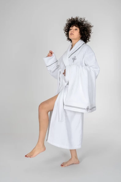 Cotton Box Classic Bornoz Seti Güher Beyaz Kadın M/L ürün görseli 1